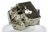 Gleaming Striated Cubic Pyrite Cluster - Peru #341536-1